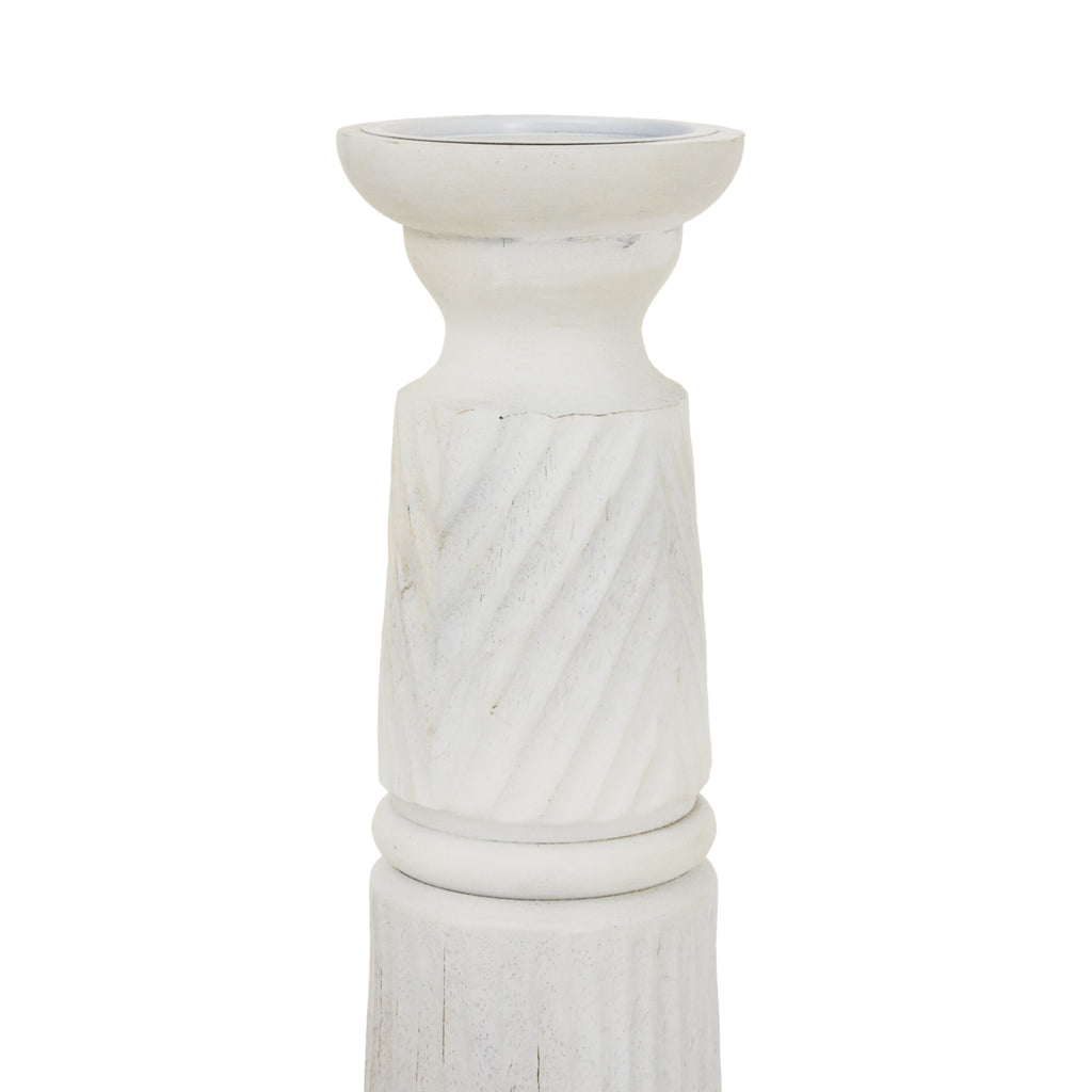 Large Carved Wooden Candle Holder