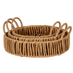 Loop Large Wicker Round Loop Handle Trays Set of Three