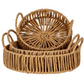 Loop Large Wicker Round Loop-Handle-Trays Set of Three Product Image