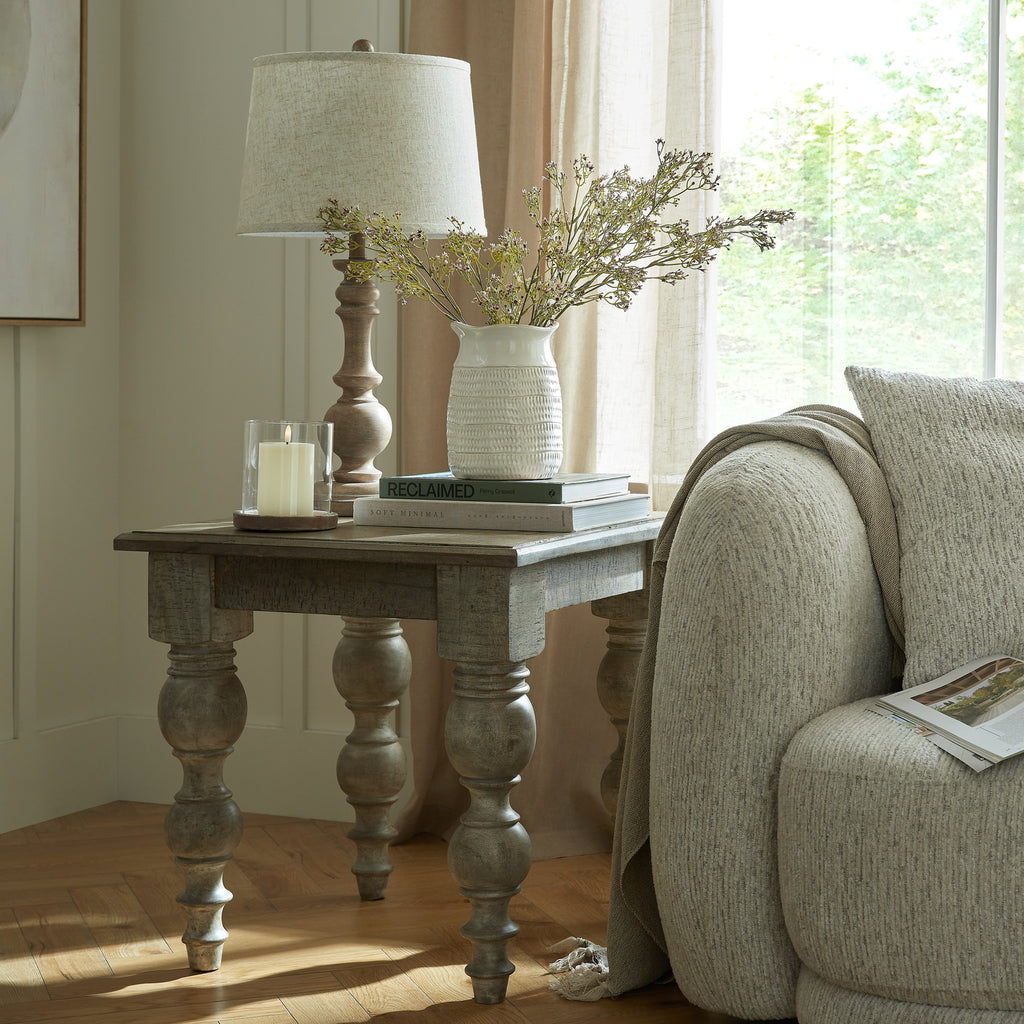 Selene Table Lamp With Edged Linen Shade – product view
