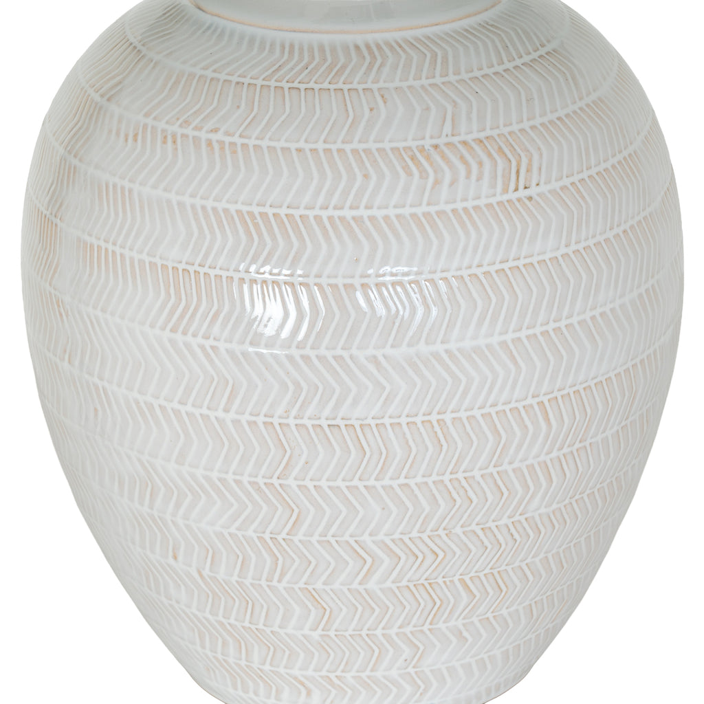 Chevronne Ceramic Table Lamp With Linen Shade
