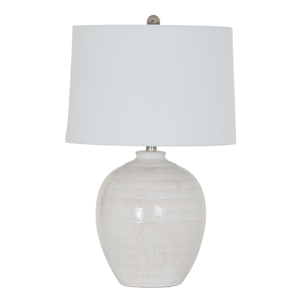 Chevronne Ceramic Table-Lamp-With-Linen-Shade Product Image