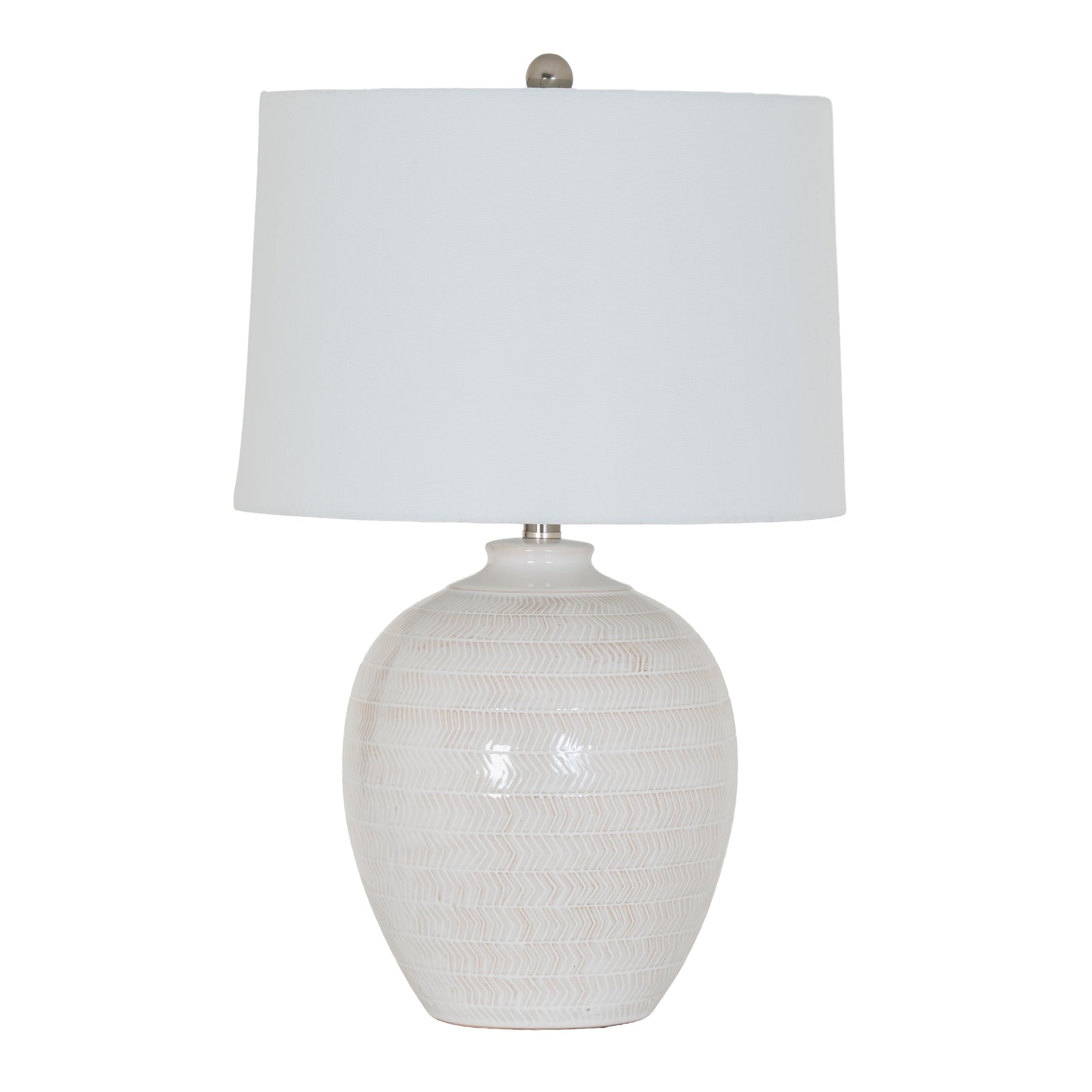 Chevronne Ceramic Table-Lamp-With-Linen-Shade Product Image