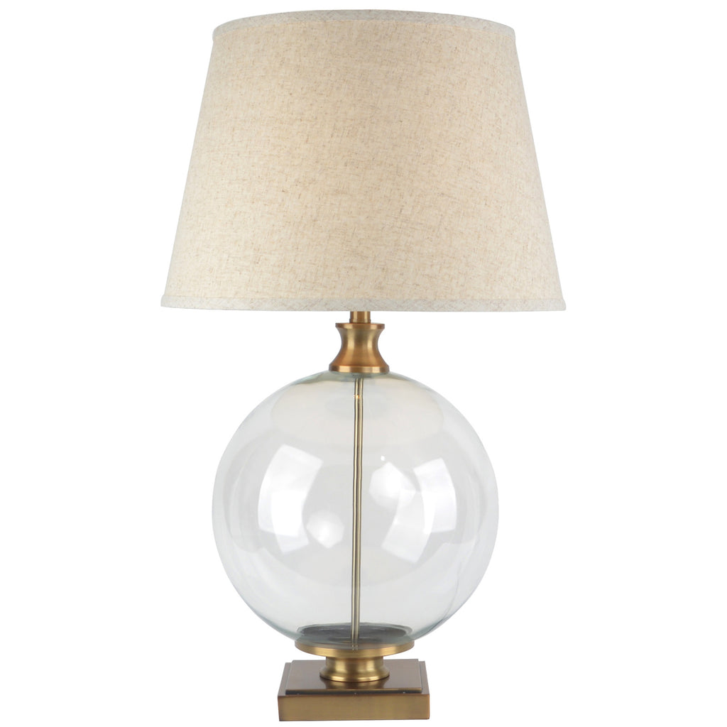 Vela Glass Orb Table Lamp With Edged Linen Shade – view 2