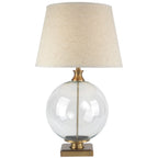 Vela Glass Orb Table Lamp With Edged Linen Shade – view 2