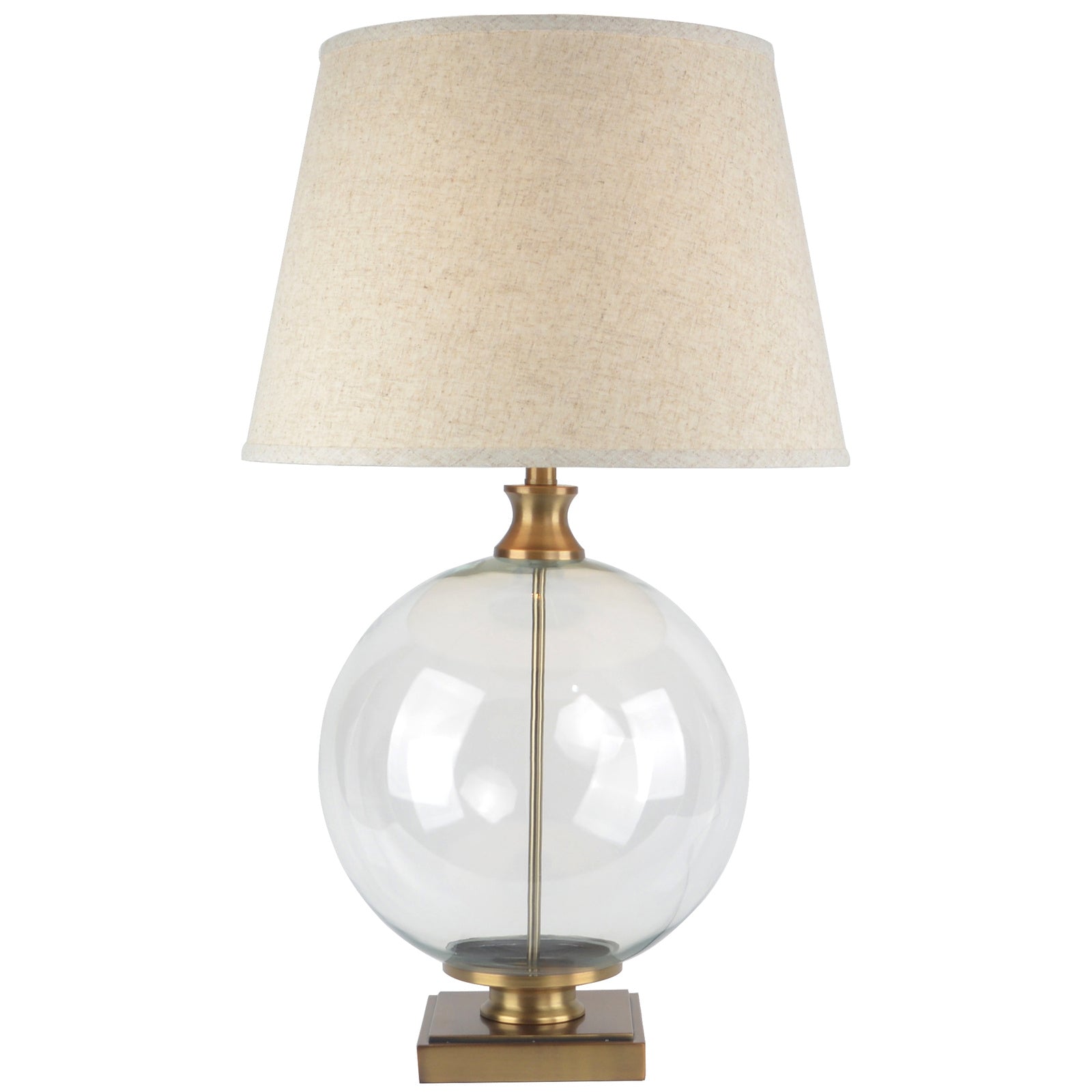 Vela Glass Orb Table Lamp With Edged Linen Shade – view 2