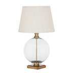 Vela Glass Orb Table Lamp With Edged Linen Shade – view 3