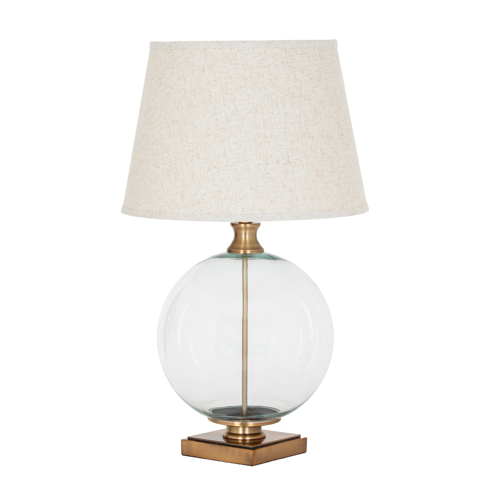 Vela Glass Orb Table Lamp With Edged Linen Shade – view 3