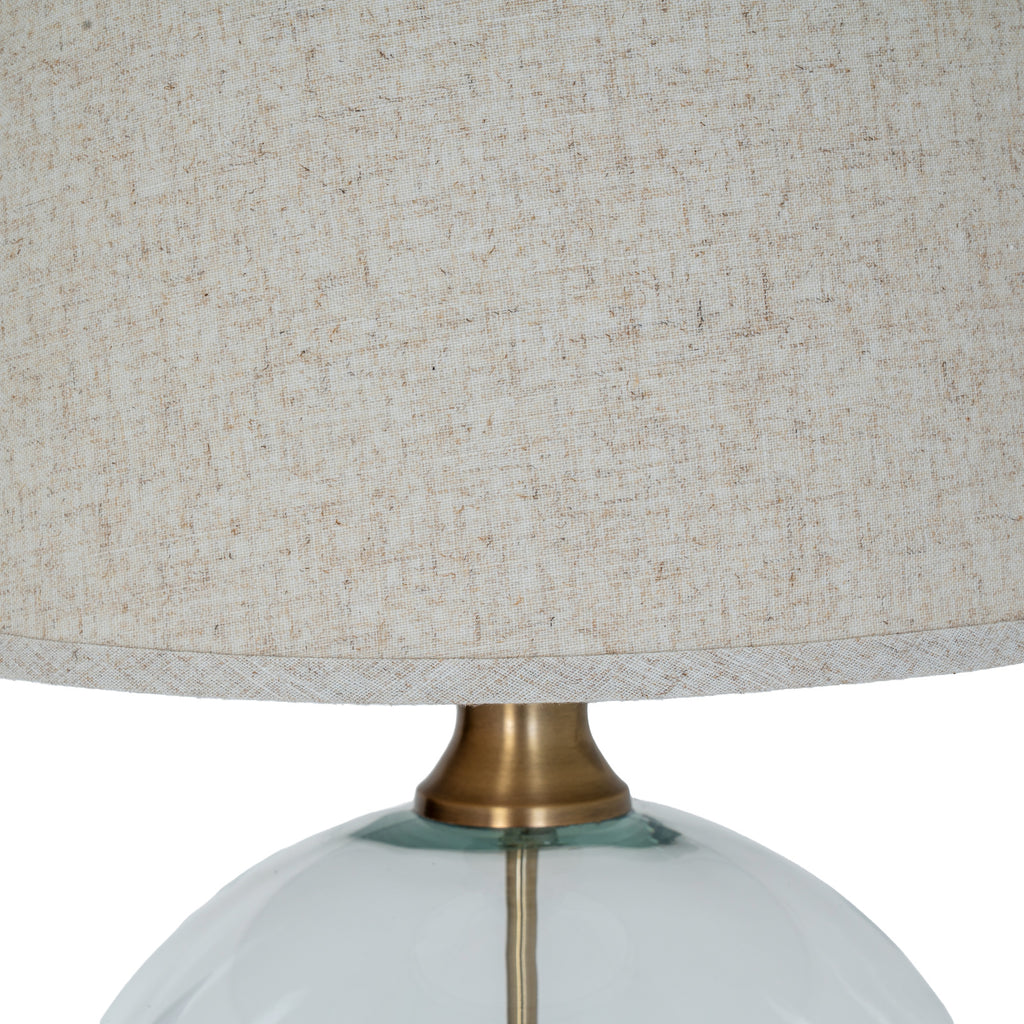 Vela Glass Orb Table Lamp With Edged Linen Shade – view 5