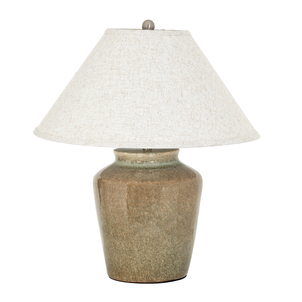 Ceramic Table Lamp With Edged Linen Shade