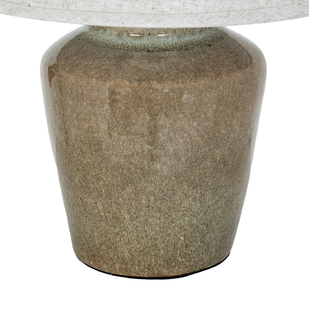 Ceramic Table Lamp With Edged Linen Shade