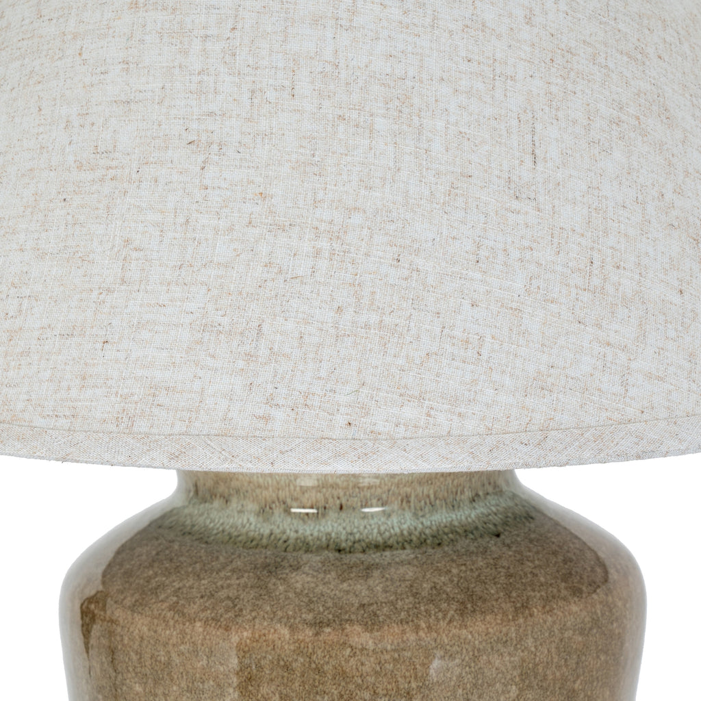 Ceramic Table Lamp With Edged Linen Shade