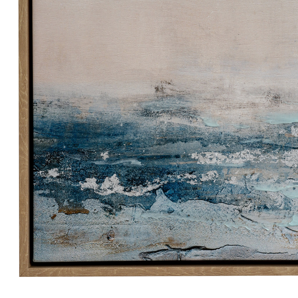 Rose Dawn Seascape High Skies Hand Painted Artwork On Canvas in Wooden Frame