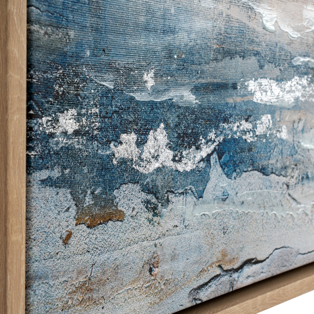Rose Dawn Seascape High Skies Hand Painted Artwork On Canvas in Wooden Frame