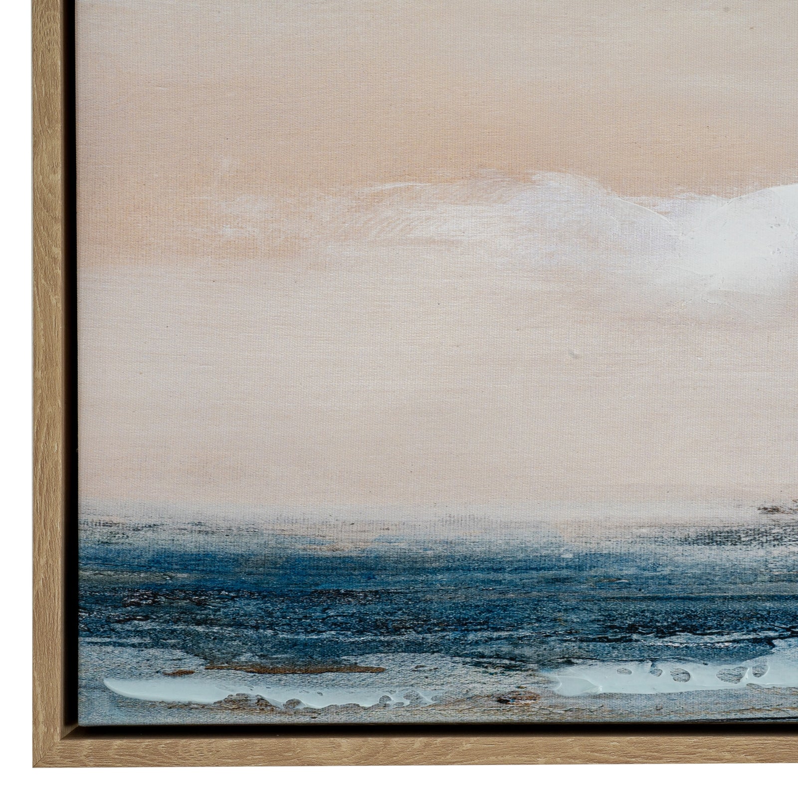 Rose Dawn Seascape Wide Vantage Hand Painted Artwork On Canvas in Wooden Frame