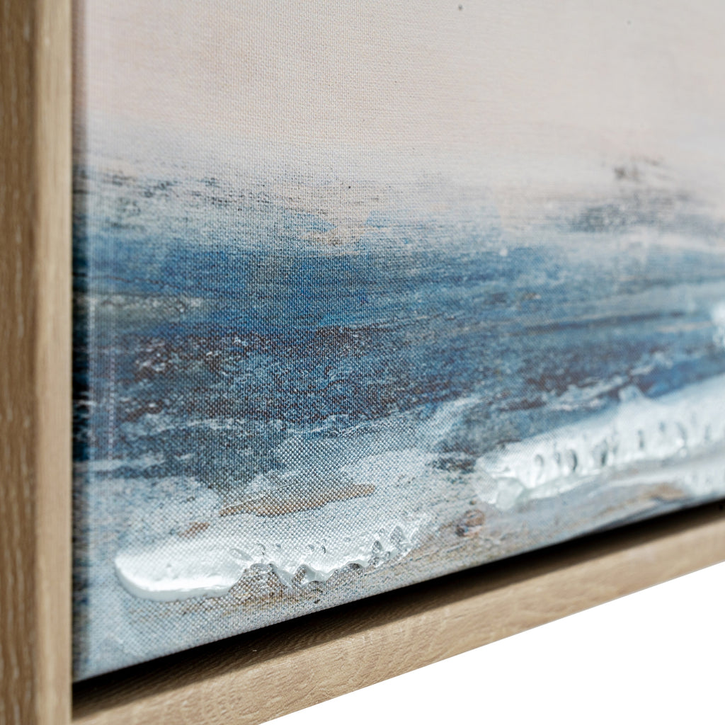 Rose Dawn Seascape Wide Vantage Hand Painted Artwork On Canvas in Wooden Frame