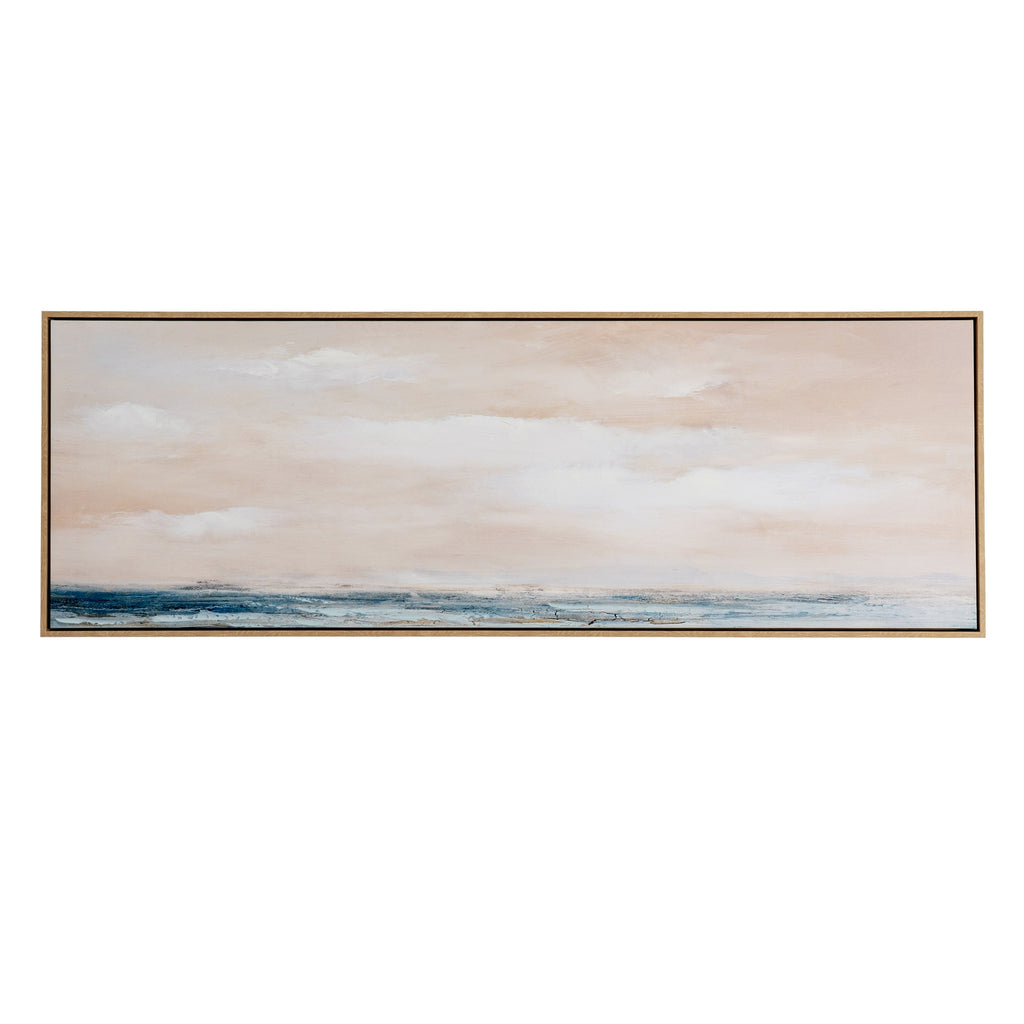 Rose Dawn Seascape Wide Vantage Hand Painted Artwork On Canvas in Wooden Frame Product Image