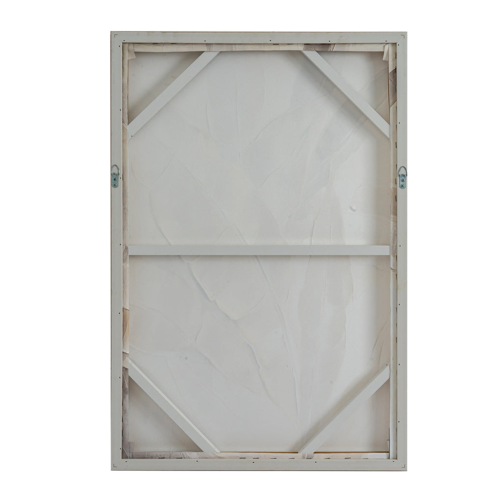 Pale Frond Linen Canopy Hand Painted Artwork On Canvas in Wooden Frame