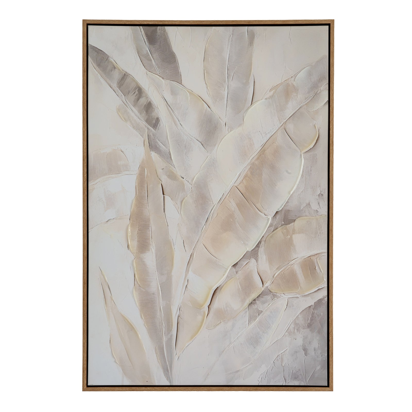 Pale Frond Linen Canopy Hand Painted Artwork On Canvas in Wooden Frame Product Image