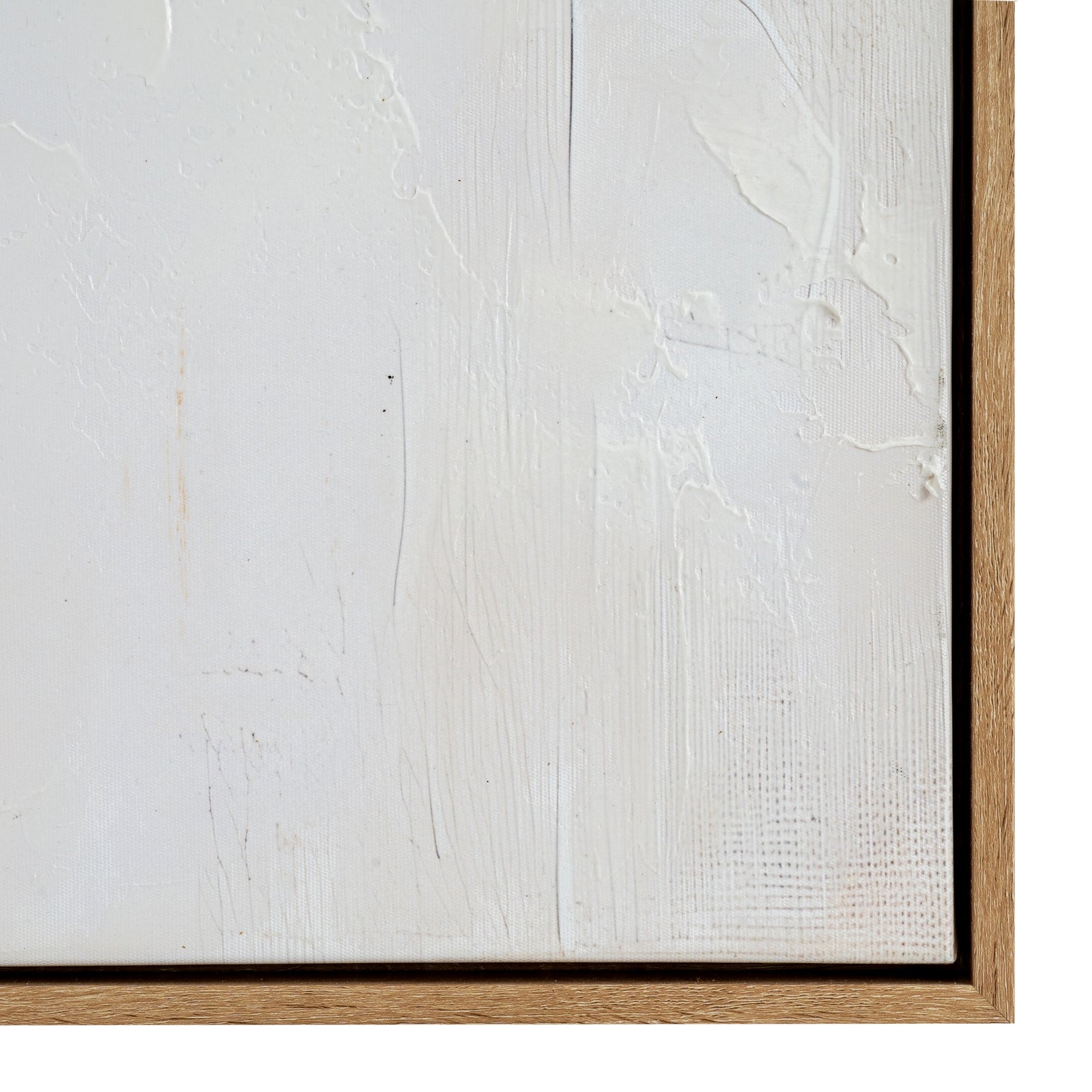 Pale Frond Chalk Leaf Hand Painted Artwork On Canvas in Wooden Frame