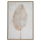 Pale Frond Chalk Leaf Hand Painted Artwork On Canvas in Wooden Frame Product Image