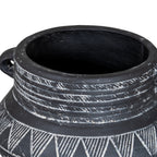 Black Geometric Chevron Ceramic Pot with Handle