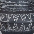 Black Geometric Chevron Ceramic Pot with Handle