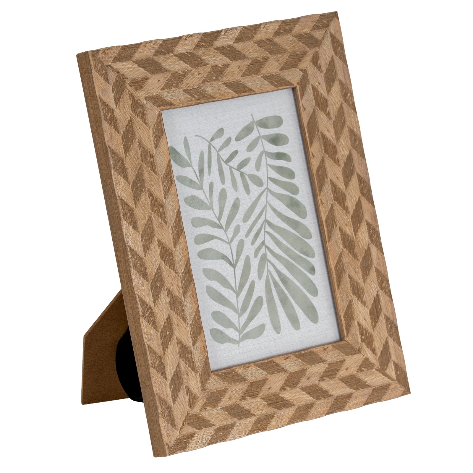 Carved Herringbone Brown Chevron 4X6 Wooden Picture Frame