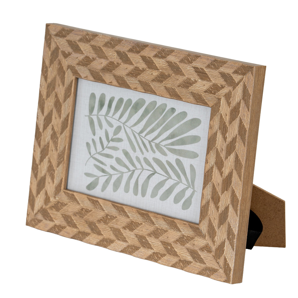 Carved Herringbone Brown Chevron 4X6 Wooden Picture Frame