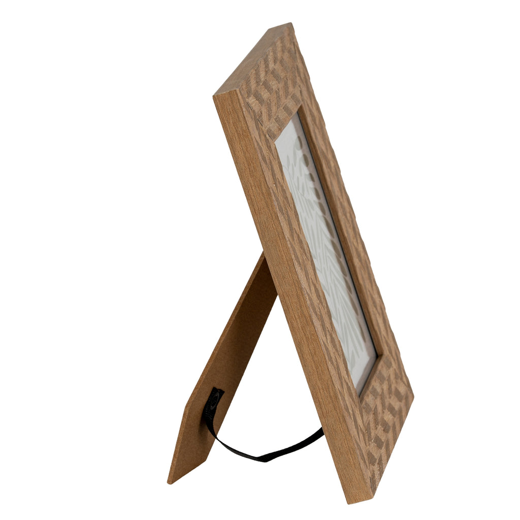 Carved Herringbone Brown Chevron 4X6 Wooden Picture Frame