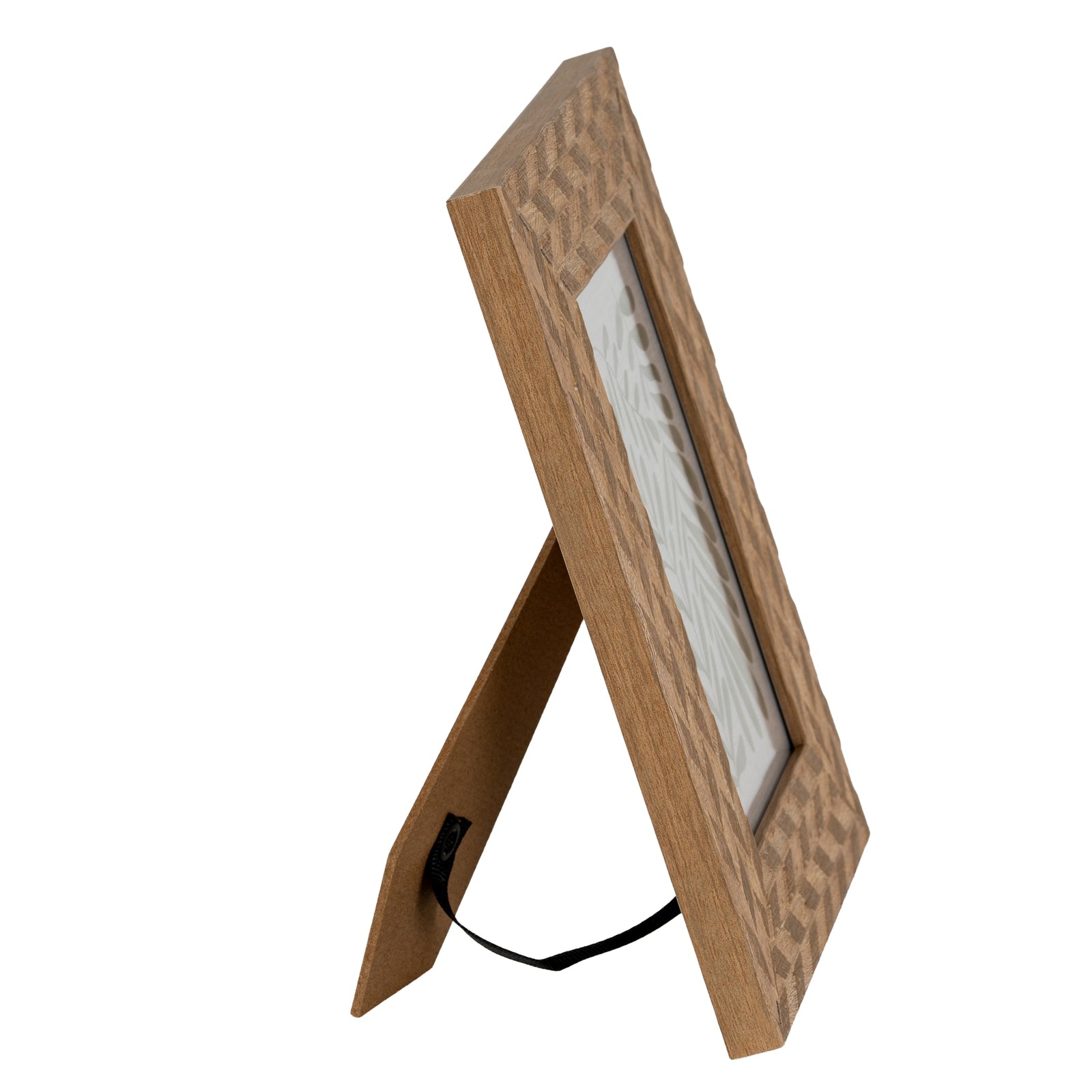 Carved Herringbone Brown Chevron 4X6 Wooden Picture Frame