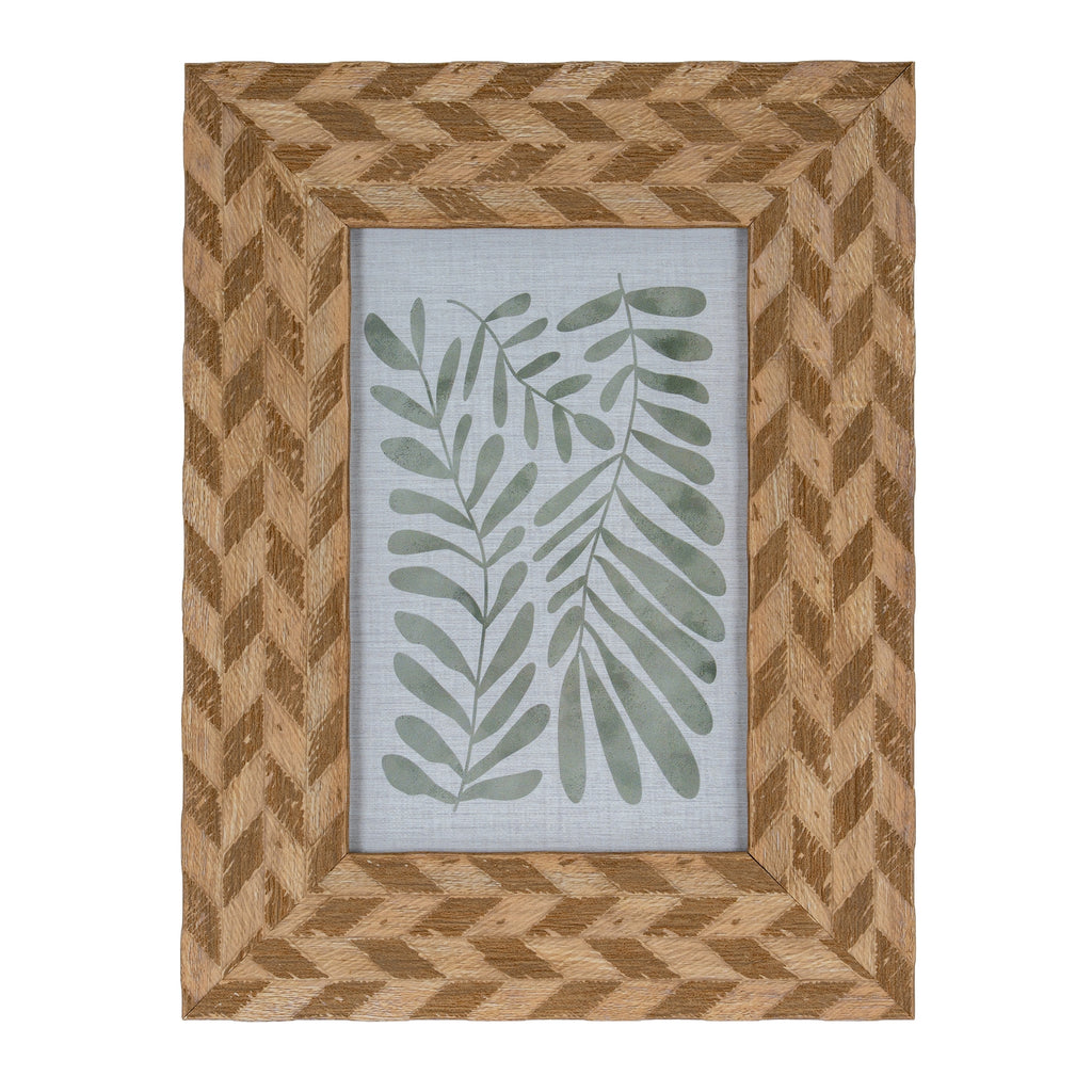 Carved Herringbone Brown Chevron 4X6 Wooden Picture Frame Product Image
