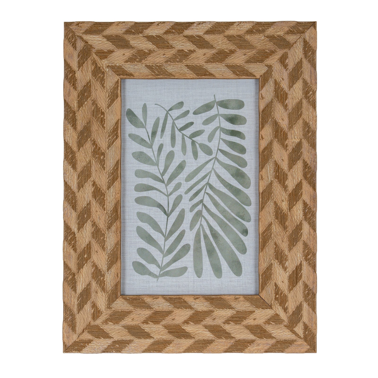 Carved Herringbone Brown Chevron 4X6 Wooden Picture Frame Product Image