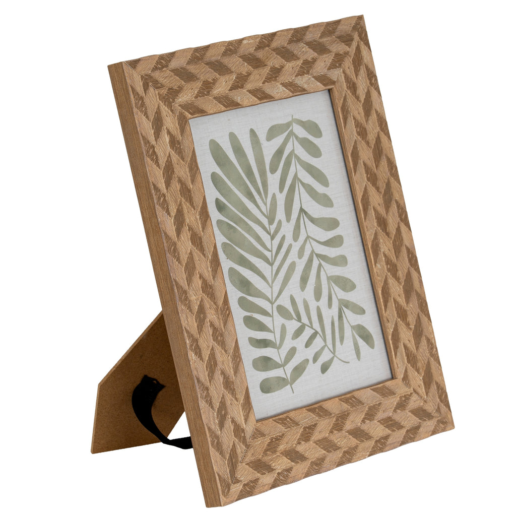 Carved Herringbone Brown Chevron 5X7 Wooden Picture Frame