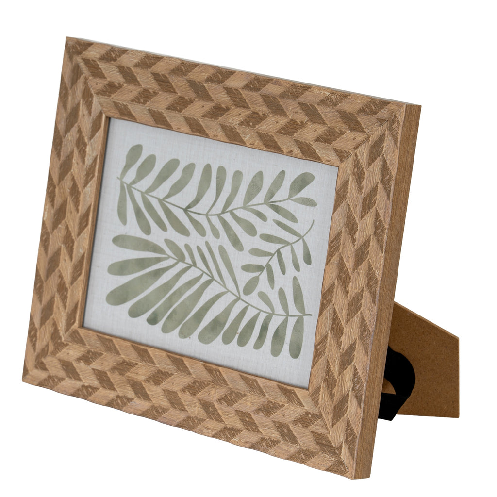 Carved Herringbone Brown Chevron 5X7 Wooden Picture Frame