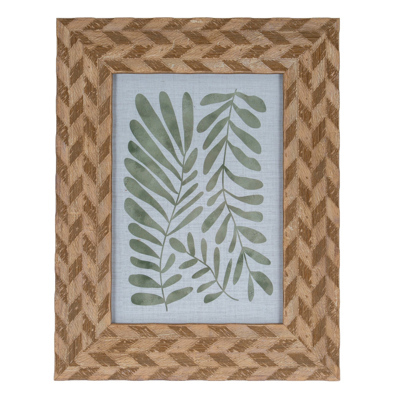 Carved Herringbone Brown Chevron 5X7 Wooden Picture Frame Product Image