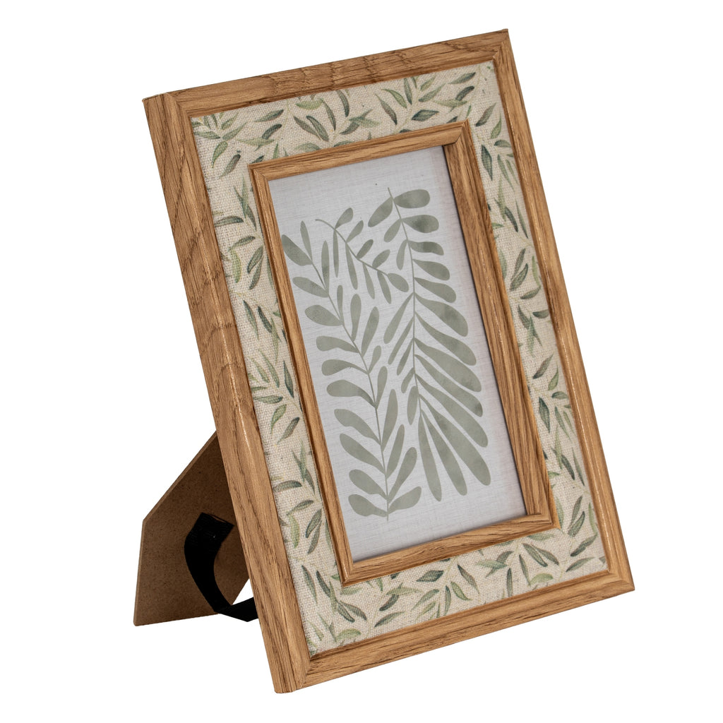 Floral Fabric Green and Brown 4X6 Wooden Picture Frame