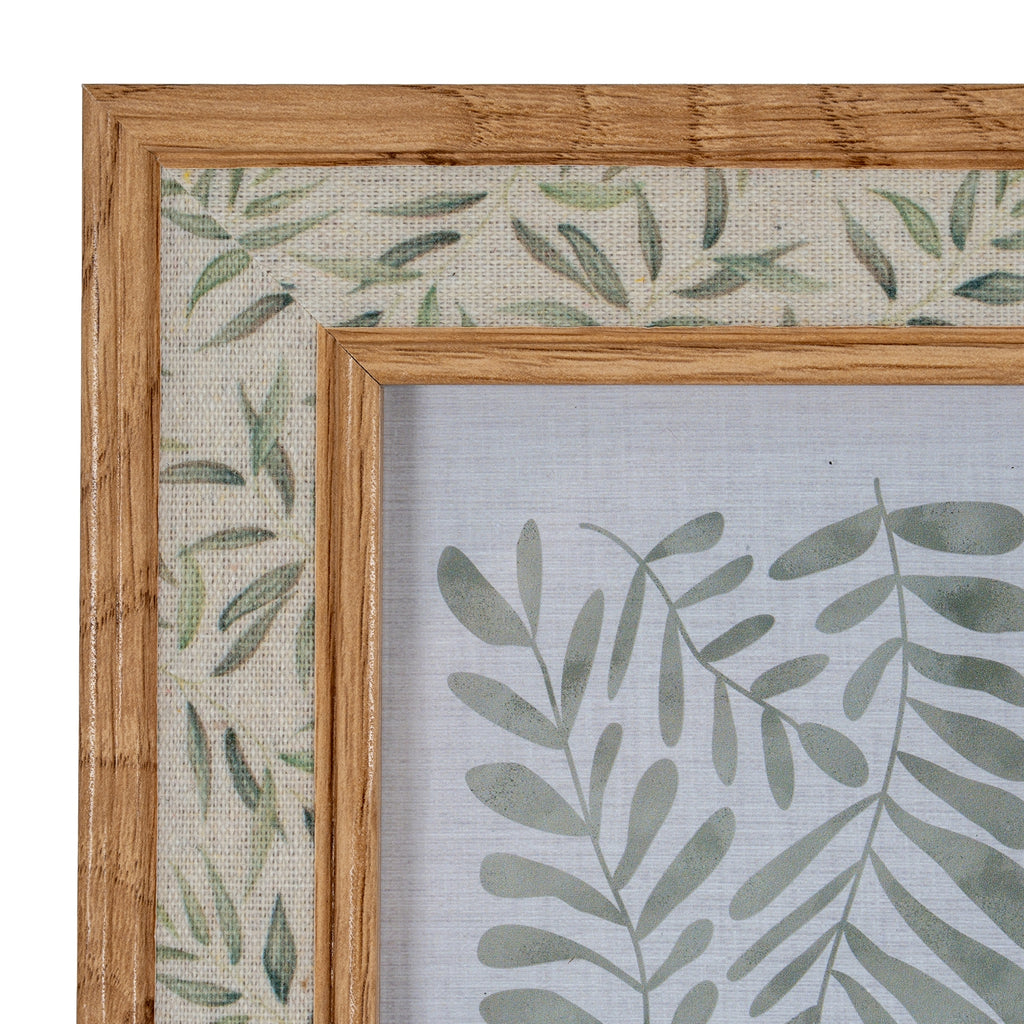 Floral Fabric Green and Brown 4X6 Wooden Picture Frame