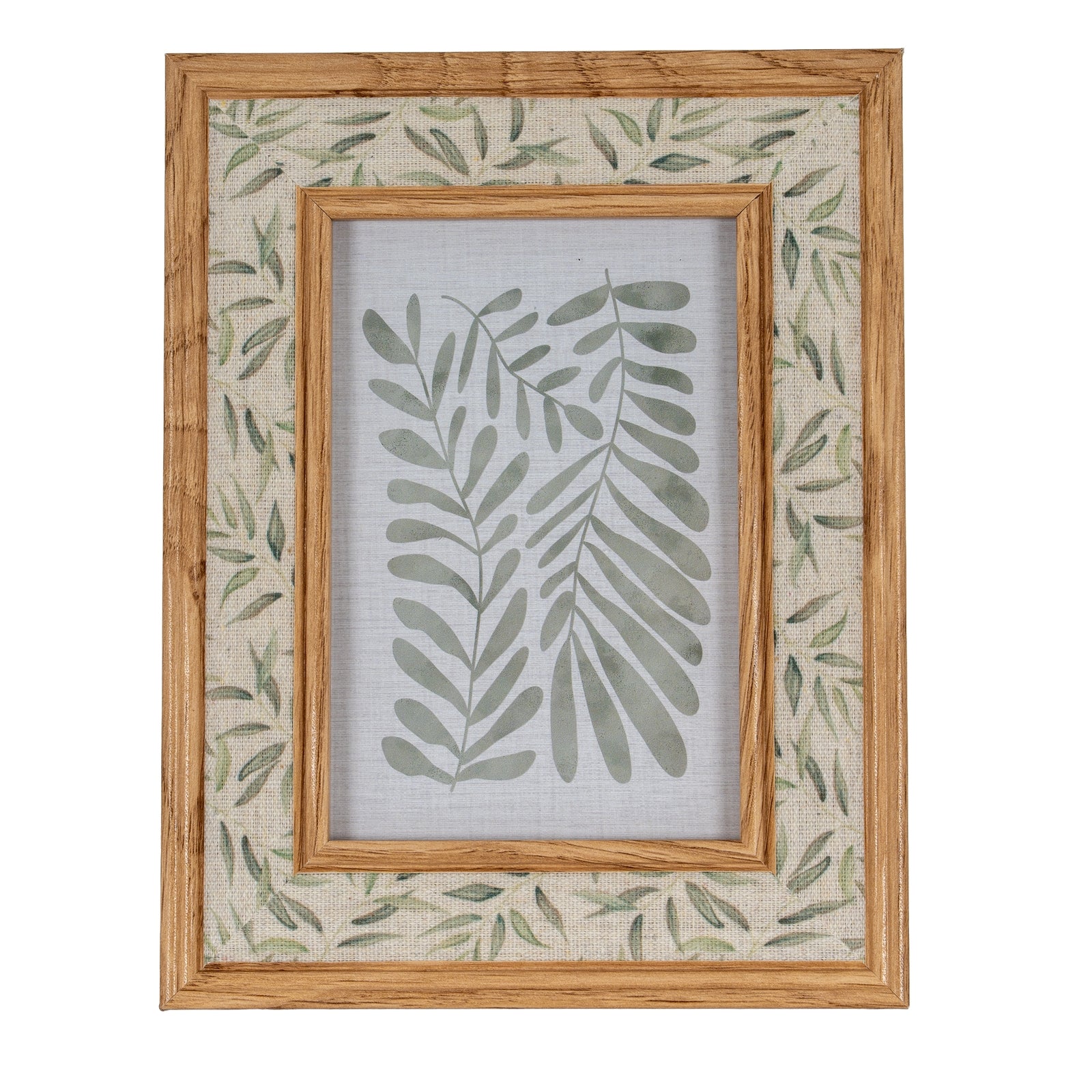 Floral Fabric Green and Brown 4X6 Wooden Picture Frame Product Image