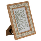 Floral Fabric Green and Brown 5X7 Wooden Picture Frame