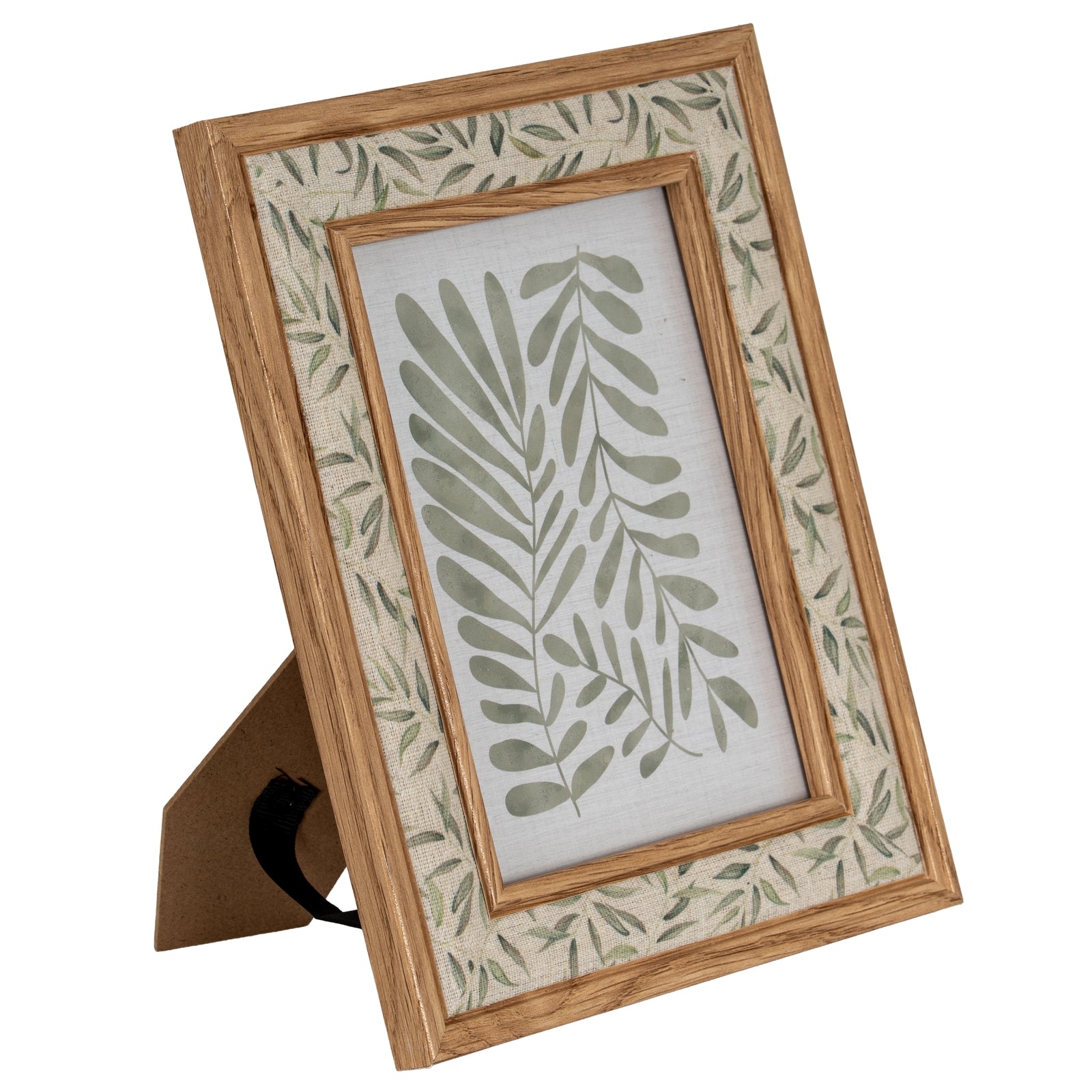 Floral Fabric Green and Brown 5X7 Wooden Picture Frame