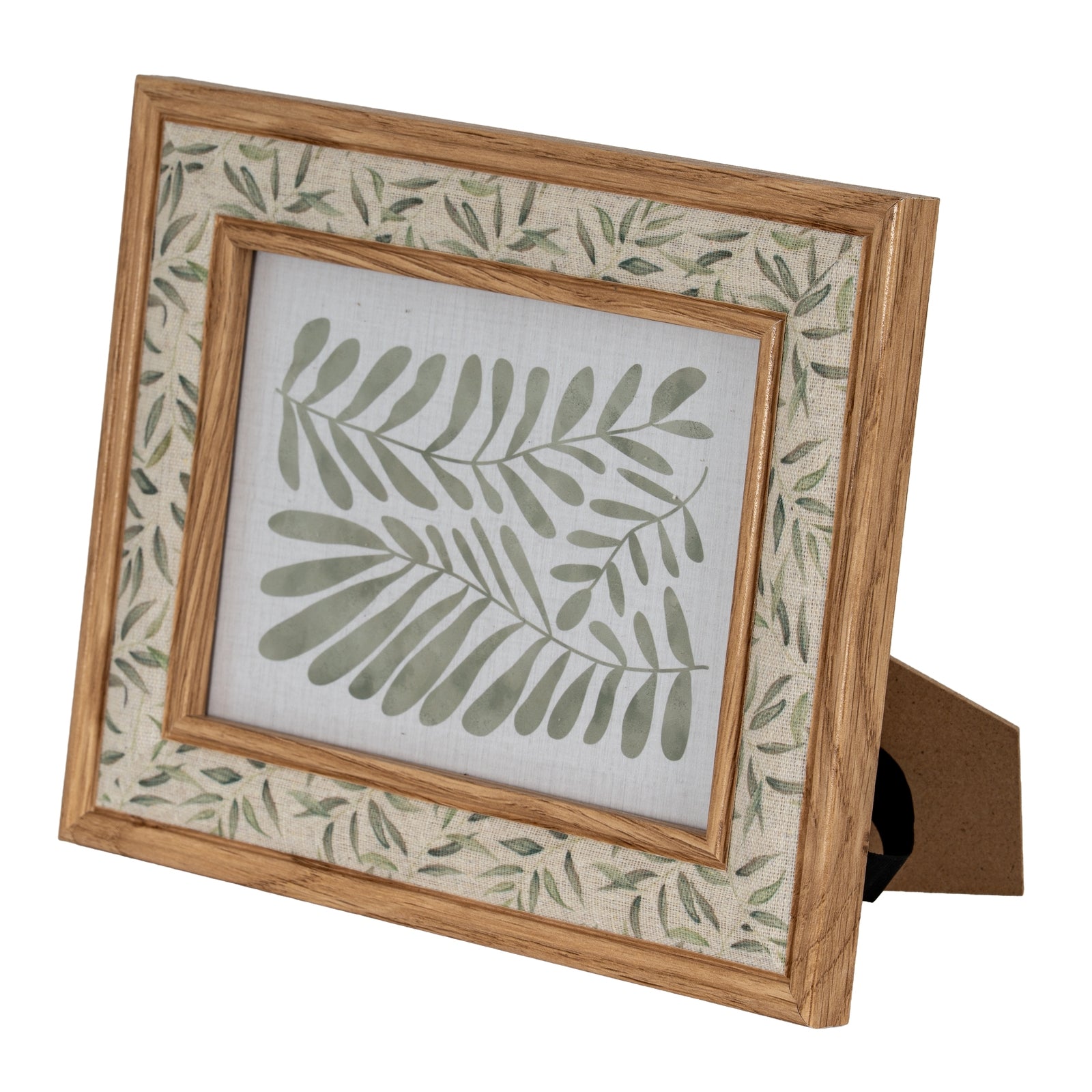 Floral Fabric Green and Brown 5X7 Wooden Picture Frame