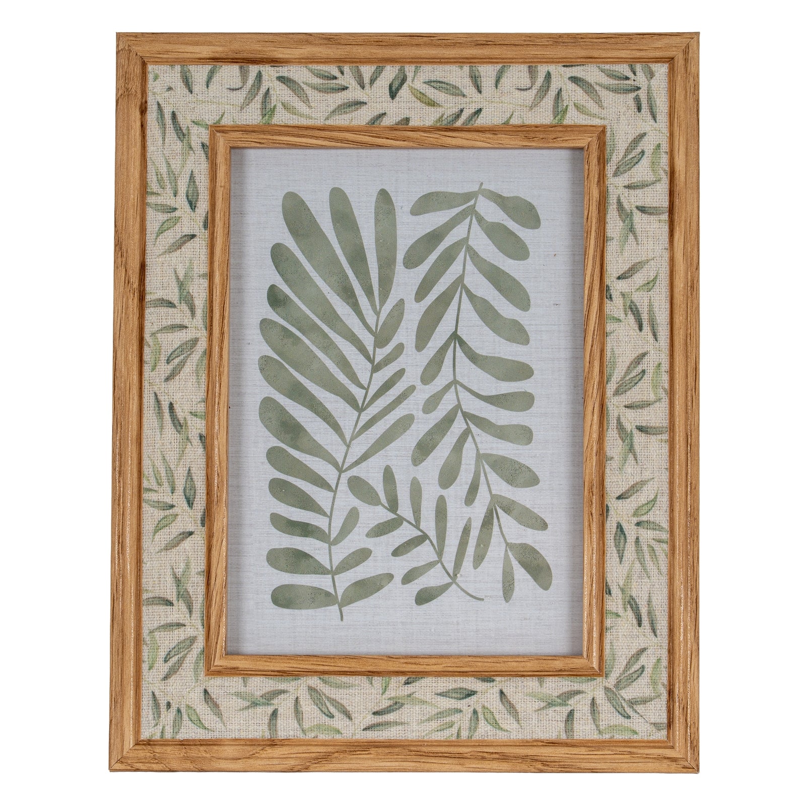 Floral Fabric Green and Brown 5X7 Wooden Picture Frame Product Image