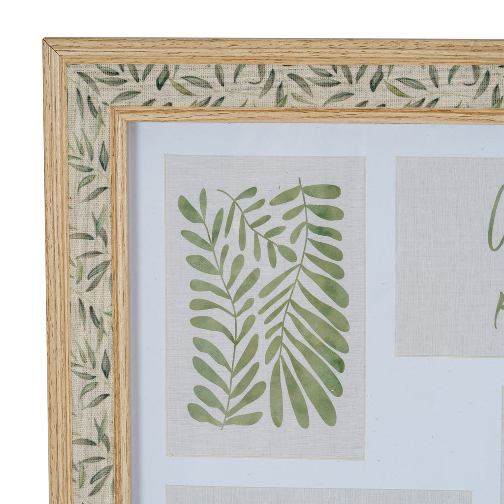 Floral Fabric Green and Brown Wooden Picture Multiframe