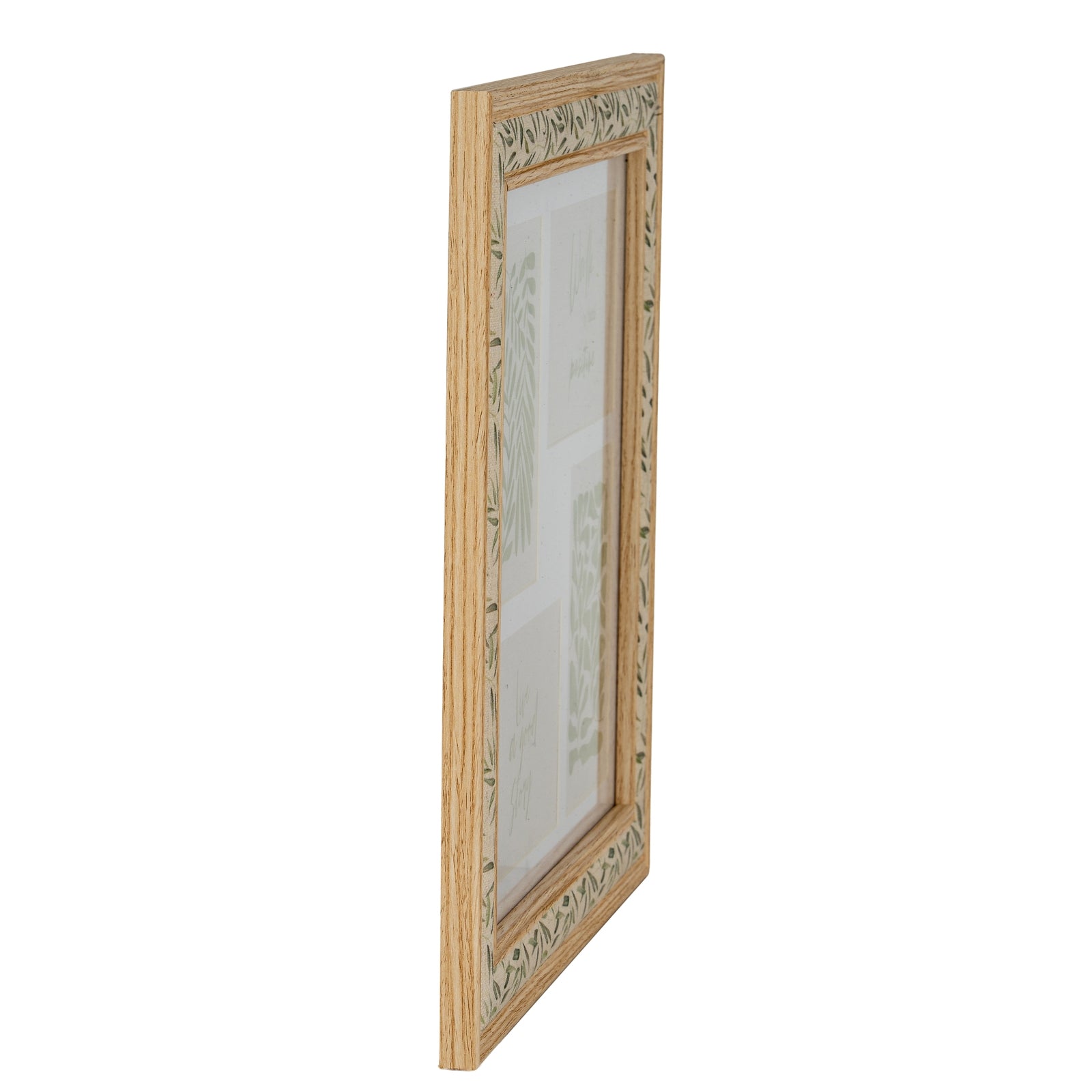 Floral Fabric Green and Brown Wooden Picture Multiframe