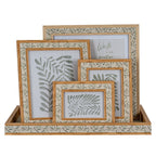 Floral Fabric Green and Brown Wooden Picture Multiframe