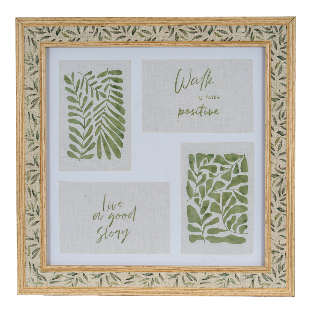 Floral Fabric Green and Brown Wooden Picture Multiframe Product Image