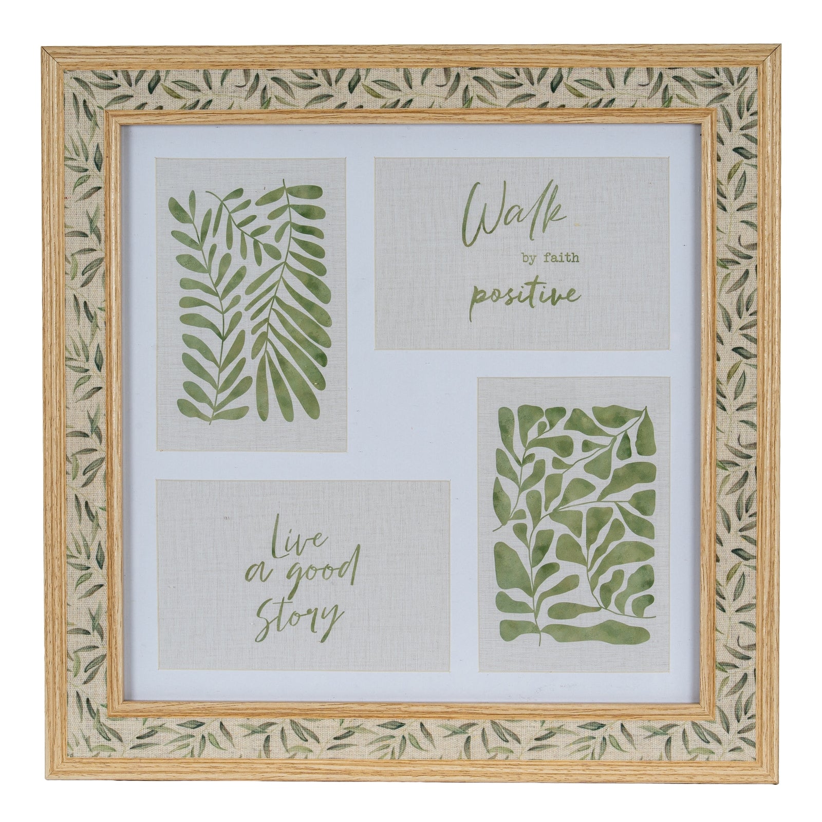Floral Fabric Green and Brown Wooden Picture Multiframe Product Image