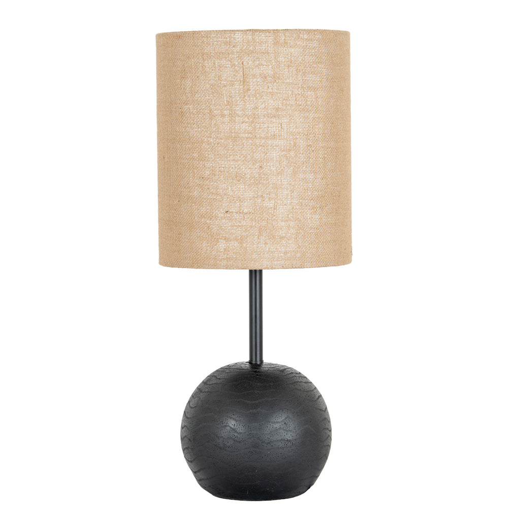 Forge Black Cannon Table Lamp With Hessian Shade – view 2