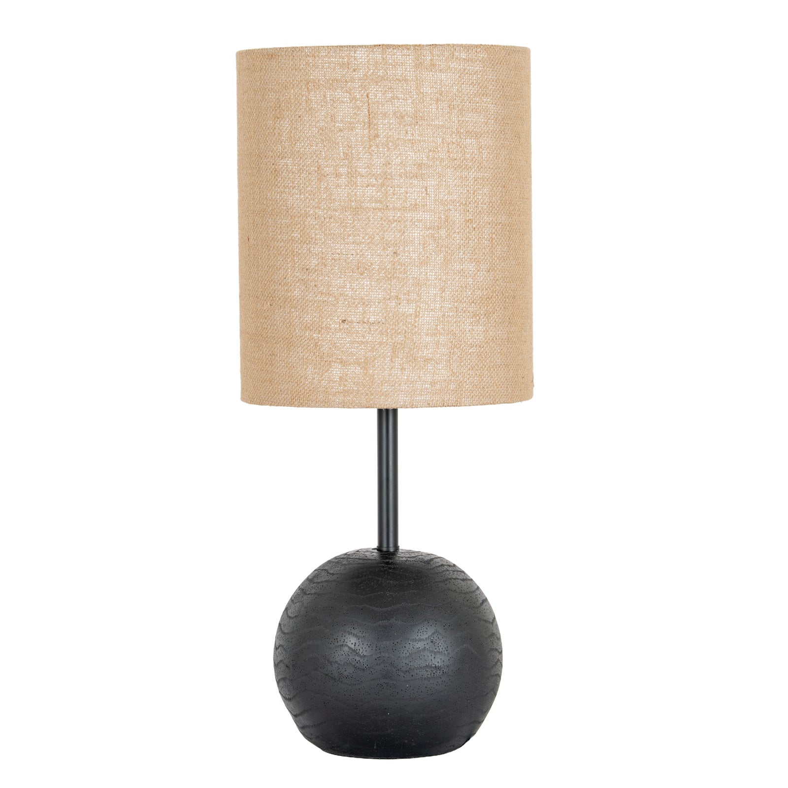 Forge Black Cannon Table Lamp With Hessian Shade – view 2